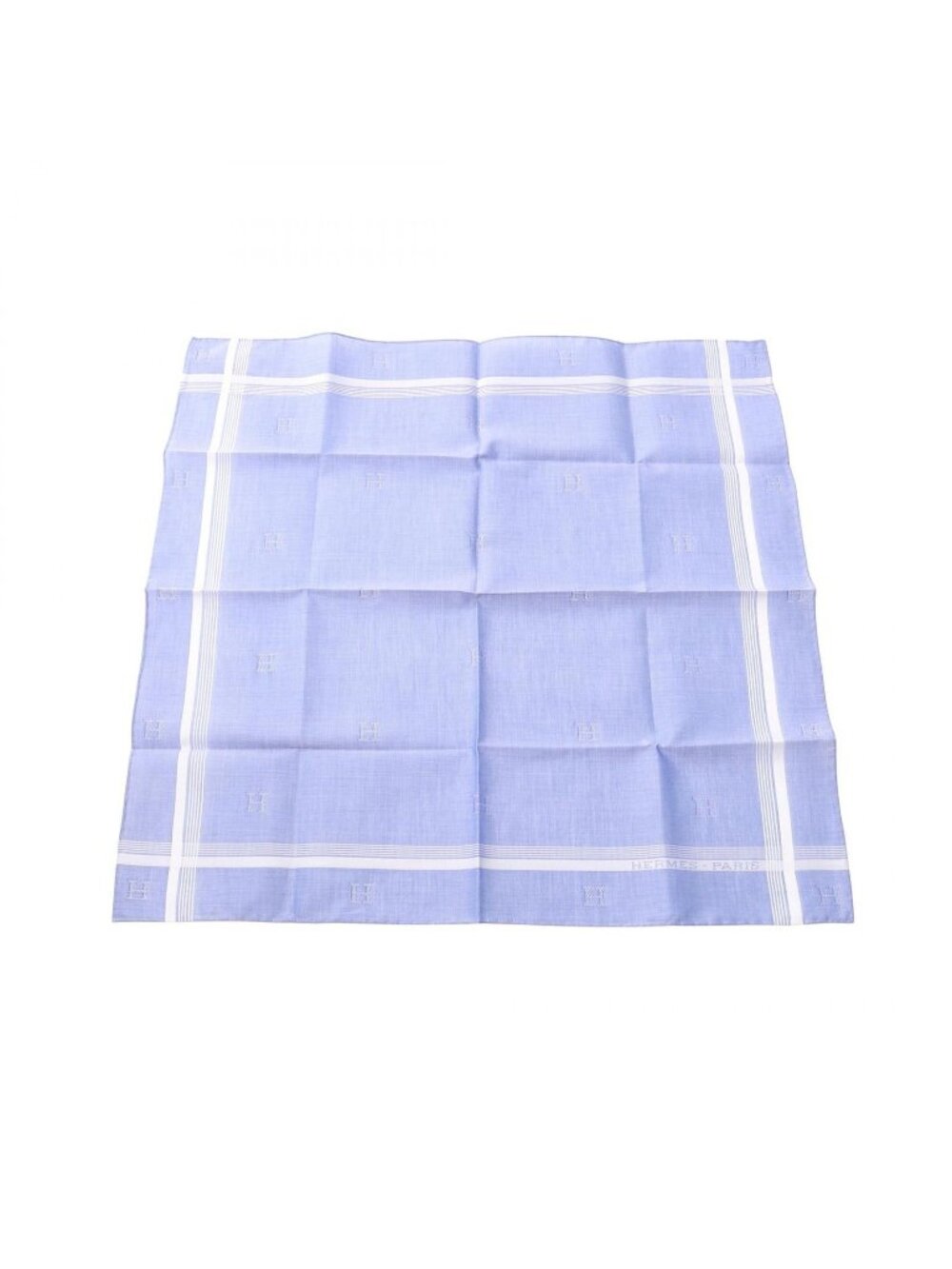 Hermes Scarf H Relief Handkerchief Blue Cotton